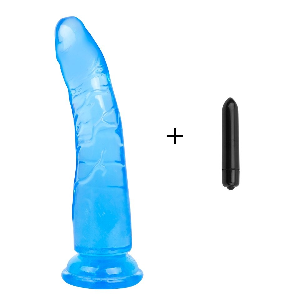 Soft Jelly Realistic Dildo With Suction Cup + Bullet Vibrator and Strap-on Harness / Adults Sex Toys - EVE's SECRETS
