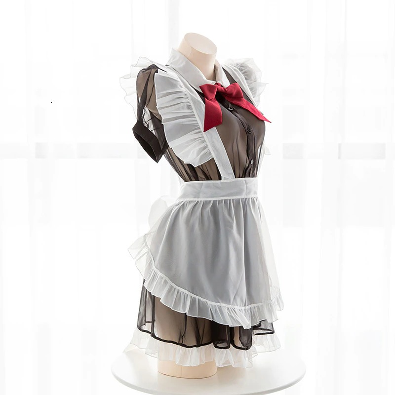 Soft Sexy Cosplay Maid Dress for Women / Erotic Transparent Uniform with Bow - EVE's SECRETS