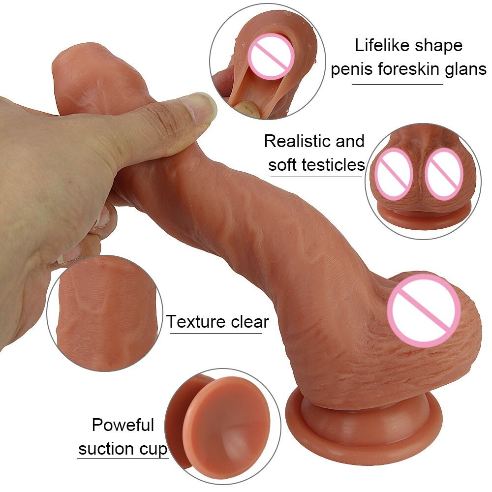 Soft Silicone Dildo With Realistic Foreskin / Vaginal and Anal Sex Toy - EVE's SECRETS