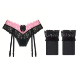 Tempting Garter Belt with Stockings / Women's Sexy Lace Lingerie with Bowknot - EVE's SECRETS