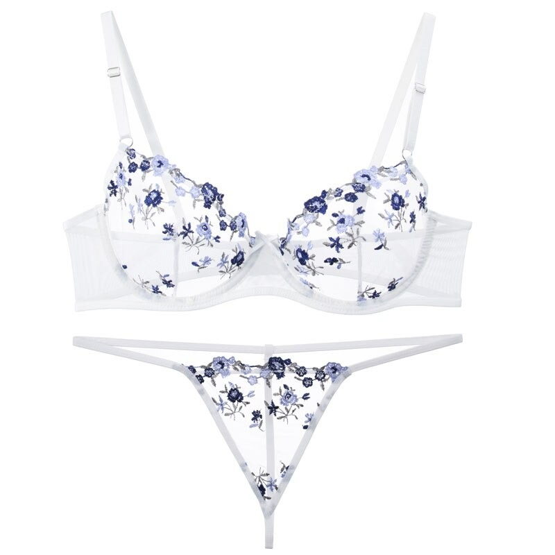 Transparent Women's Lingerie Set / Erotic Underwear with Floral Embroidery - EVE's SECRETS