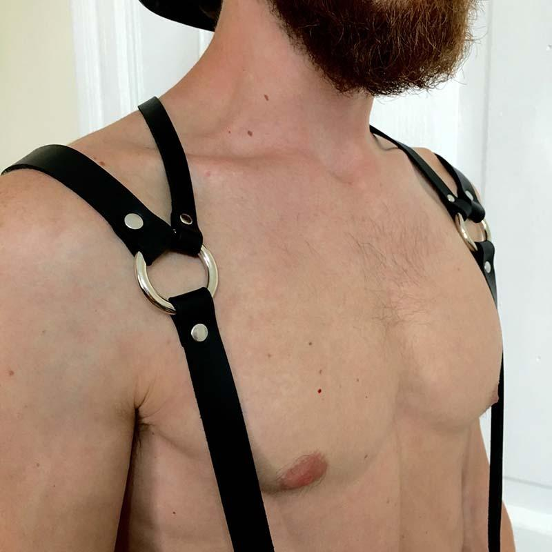 Unique Men's Sexy PU Leather Body Harness / Adjustable Chest Half Suspenders in Fetish - EVE's SECRETS