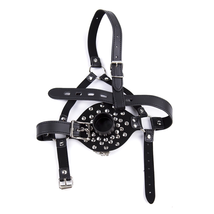 Unisex BDSM Gag With Straps And Plug / PU Leather Erotic Toys With Rivets For Sex Game - EVE's SECRETS