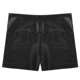 Wet Look Faux Leather Female Shorts / Erotic Skinny Shorts with Elastic Waist - EVE's SECRETS