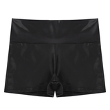 Wet Look Faux Leather Female Shorts / Erotic Skinny Shorts with Elastic Waist - EVE's SECRETS
