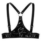 Wet Look Ladies Brassiere with Open Cup / Erotic Patent Leather Lingerie / Adjustable Straps Bra - EVE's SECRETS