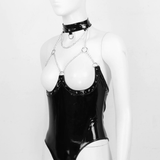 Wet Look Patent Leather Lingerie for Women / Bodysuit Costume with Open Cups - EVE's SECRETS