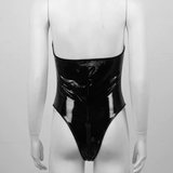 Wet Look Patent Leather Lingerie for Women / Bodysuit Costume with Open Cups - EVE's SECRETS