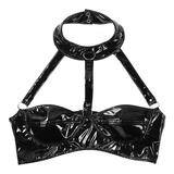 Wet Look Tanks Crop Top for Ladies / Strappy Front Backless Wire-free Bustier Bra Top - EVE's SECRETS