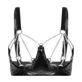 Wetlook Bralette With Metal Chain For Women / Female Sexy Underwired With Hollow Out Cups - EVE's SECRETS
