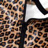 Women Exotic Leopard Print Tanks Top / Patent Leather Shiny Crop Tops / Spaghetti Strap Apparel - EVE's SECRETS