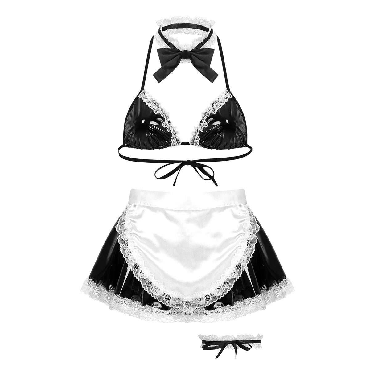 Women Fancy Cosplay Maid Dress / Sexy Exotic Halloween Costume / Bra Top With Skirt And G-Strings - EVE's SECRETS