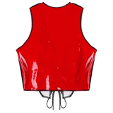 Women Fashion Lace-Up Patent Leather Sexy Crop Top / Wet Look Shiny Sleeveless Tank Top - EVE's SECRETS