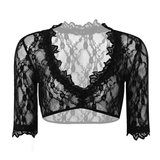 Women's Seamless Half Sleeve Lace Crop Top / Sheer Deep V-neck Short Tops / Sexy Outfits for Women - EVE's SECRETS