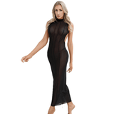 Women's Sexy See-Through Cocktail Party Dress / Backless Sleeveless Mesh Bodycon Long Dress - EVE's SECRETS