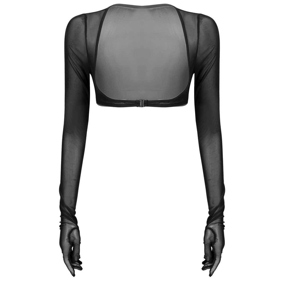 Women See-through Mesh Top / Sexy Transparent Top with Long Sleeve and Open Front - EVE's SECRETS