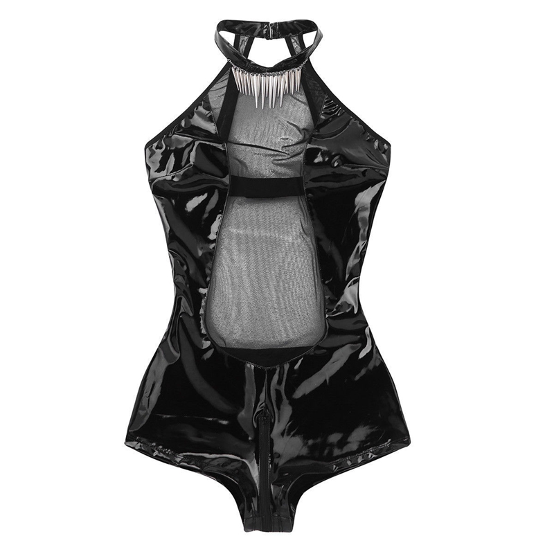 Women Sexy Wet Look Bodysuit / Erotic Lingerie with Open Crotch / Ladies Transparent Catsuit - EVE's SECRETS