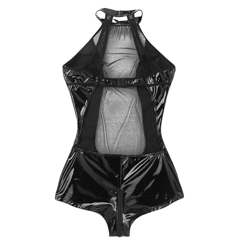 Women Sexy Wet Look Bodysuit / Erotic Lingerie with Open Crotch / Ladies Transparent Catsuit - EVE's SECRETS