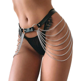 Women's Black Body Harness with Chain / Alternative Fetish Fashion Accessories