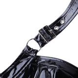 Women's Black Wet Look PU Leather Crop Top / Wire-Free Zippered Sexy Bra Top Lingerie - EVE's SECRETS