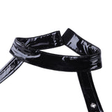 Women's Black Wet Look PU Leather Crop Top / Wire-Free Zippered Sexy Bra Top Lingerie - EVE's SECRETS