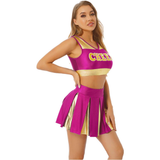 Women's Charming Cheerleading Uniform / Sleeveless Crop Top with Mini Pleated Skirt - EVE's SECRETS