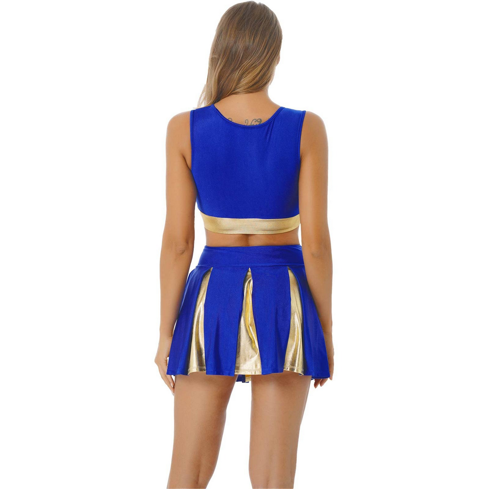 Women's Charming Cheerleading Uniform / Sleeveless Crop Top with Mini Pleated Skirt - EVE's SECRETS