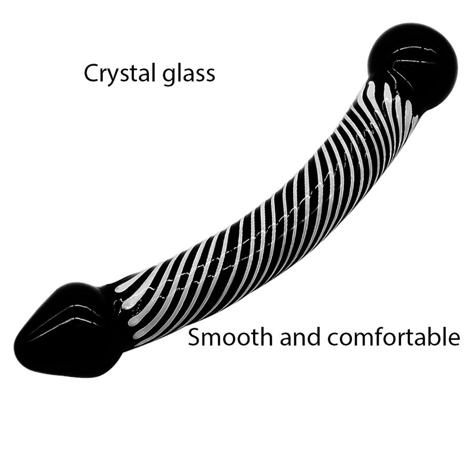 Women's Classic Dildo with Zebra Pattern / Adult Crystal Glass Masturbator - EVE's SECRETS
