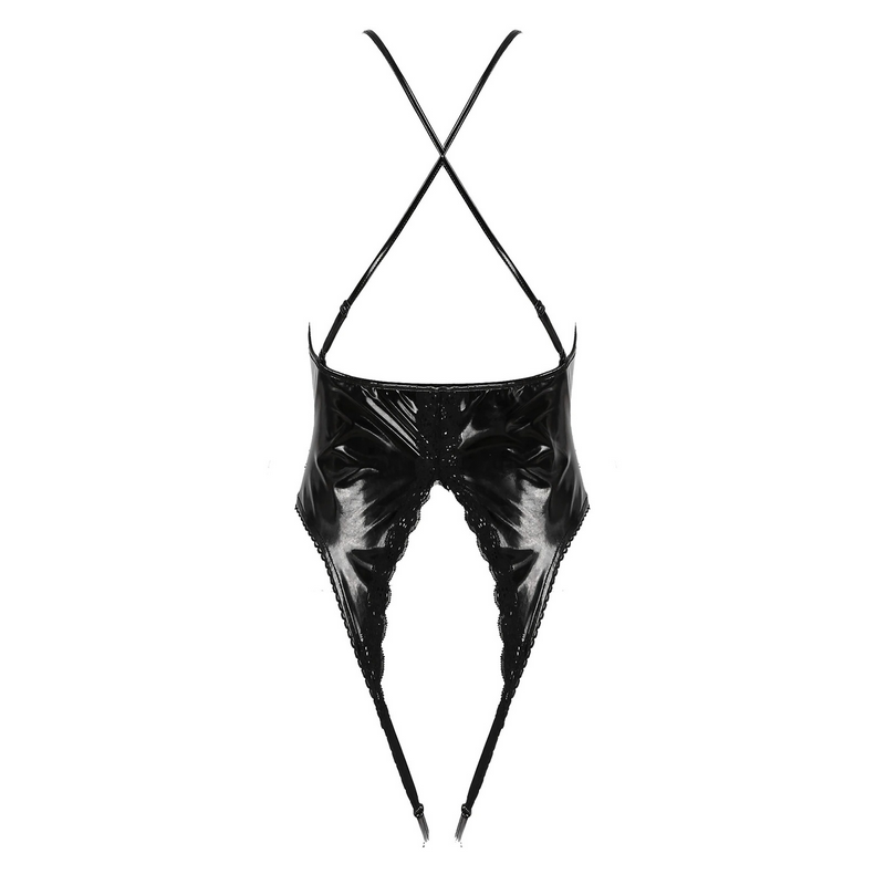 Women's Crotchless Bodysuit with Rhinestone Fasteners and Criss-Cross Back / Ladies' Sexy Outfits - EVE's SECRETS