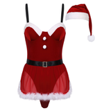 Women's Erotic Christmas Costume / Female Clothing For Sex Games / Deep Neck Body With Litle Apron - EVE's SECRETS