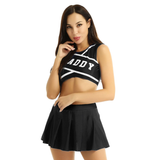 Women's Erotic Cheerleader Costume / Sexy Cosplay Set / Crop Top and Pleated Mini Skirt