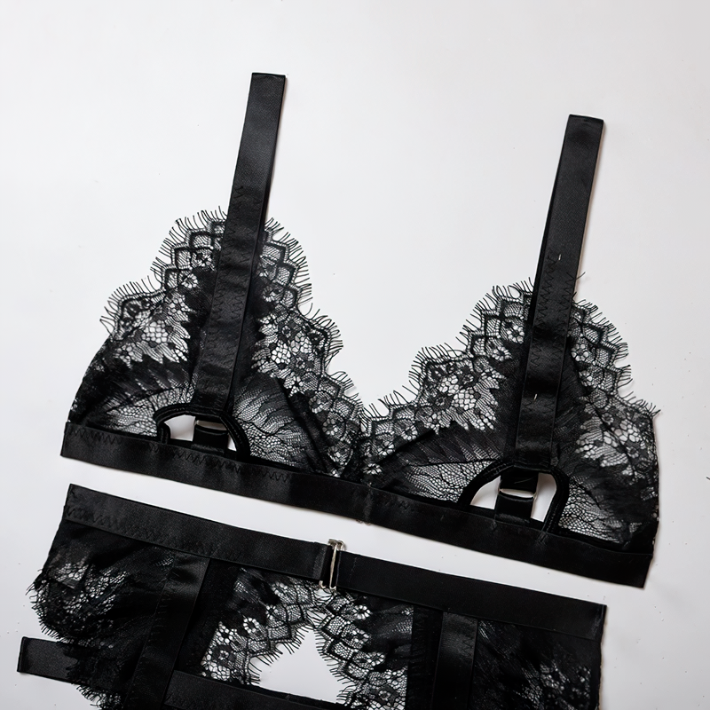 Women's Erotic Hollow Out Lingerie Underwear / Female Push Up Lace Bra Lingerie Set - EVE's SECRETS