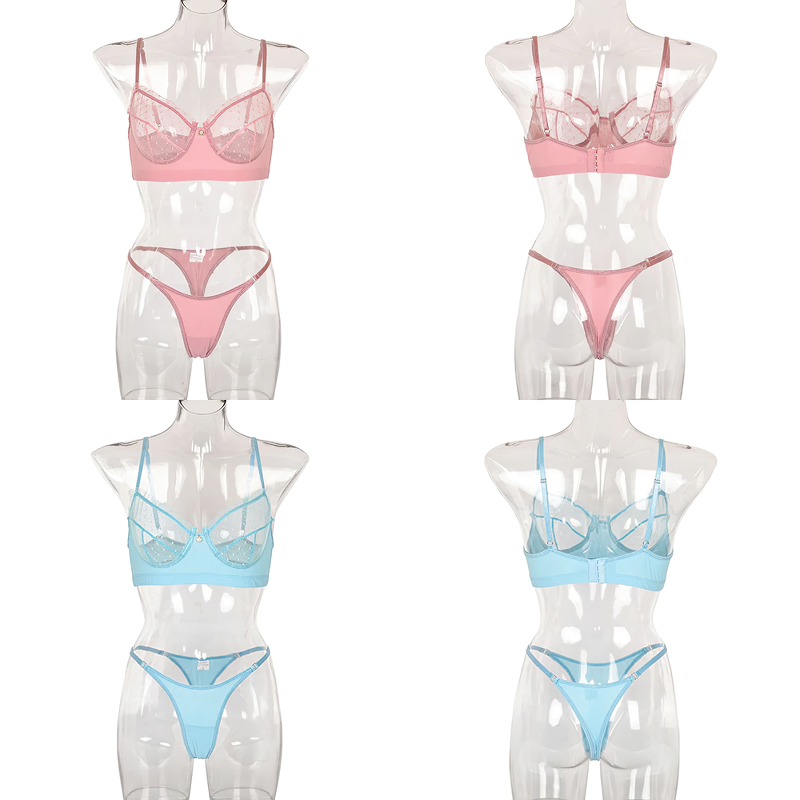 Women's Erotic Ruffle Lace Lingerie / Female Sexy Transparent Short Skin Bra Brief Sets - EVE's SECRETS