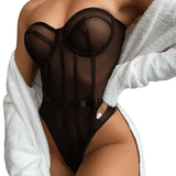 Women's Erotic Strapless Bodysuit / Female Sexy Lace Bodycon Bodysuit