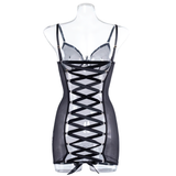 Women's Erotic Transparent Deep Neck Dress / Sexy Lace-up Backless Female Outfits - EVE's SECRETS