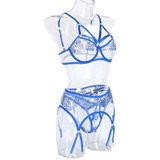 Women's Erotic Transparent Lingerie Underwear / Female 3 Pieces Sensual Embroidery Brief Sets - EVE's SECRETS