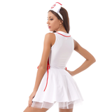 Women's Exotic Lace-Up Nurse Dress Uniform / Cosplay Role Play Sleeveless Zipper Outfit With Hat - EVE's SECRETS