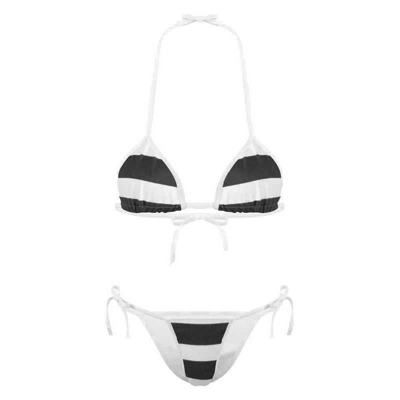 Womens Femme Stripe Heart Cute Micro Bikini / Lingerie Summer Swimwear Set/ G-String Bra Top - EVE's SECRETS