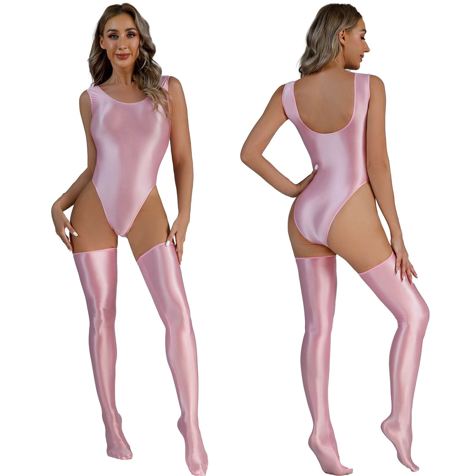 Women's Glossy Erotic Set / Sexy Slim Bodycon / Female Bright Stockings - EVE's SECRETS