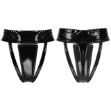 Women's Glossy High Waisted Zipper Front Thongs / Sexy T-back Black Panties - EVE's SECRETS