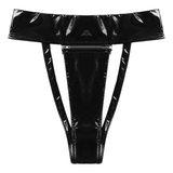Women's Glossy High Waisted Zipper Front Thongs / Sexy T-back Black Panties - EVE's SECRETS