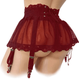 Women's High Waist Mini Skirt / Sexy Lace Skirt with Adjustable Garters Suspender Belt - EVE's SECRETS