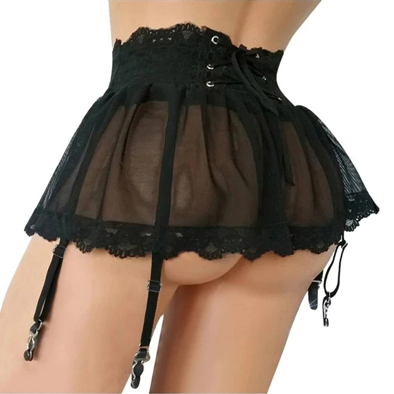 Women's High Waist Mini Skirt / Sexy Lace Skirt with Adjustable Garters Suspender Belt - EVE's SECRETS