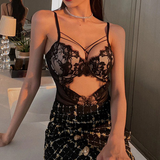 Women's Hollow Bodysuit with Lace / Sexy Jumpsuit with Bow / Push Up Bra for Adult - EVE's SECRETS