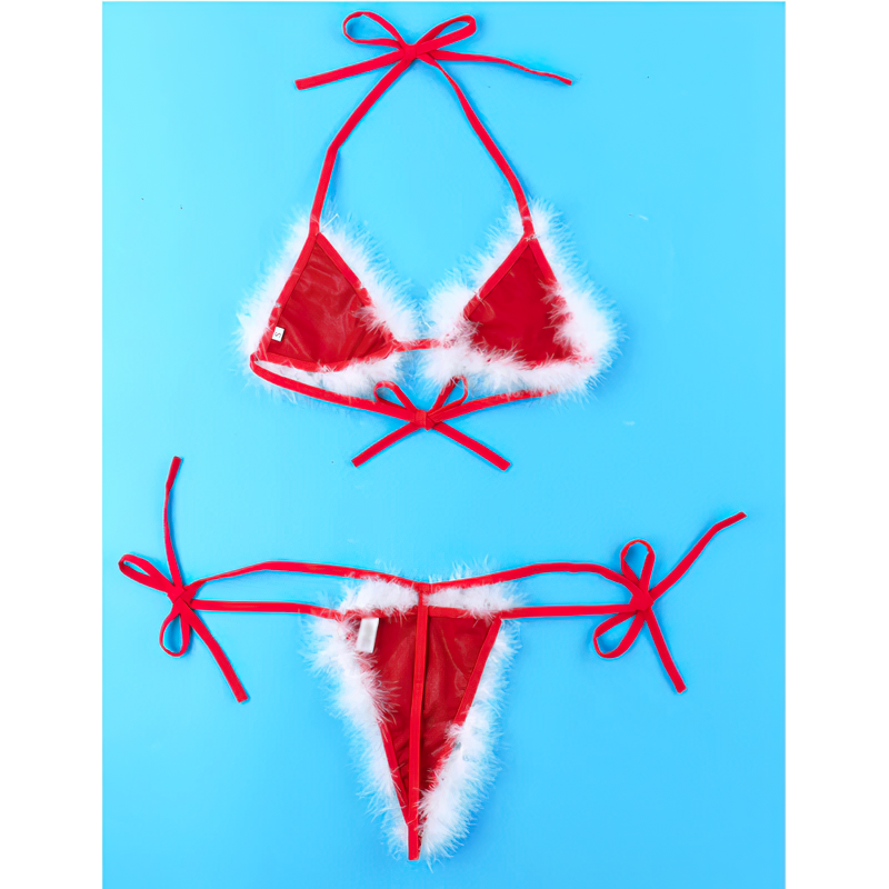Women's Hot Sexy Christmas Lingerie Costume / G-String Tie-On Erotic Santa Nightwear - EVE's SECRETS