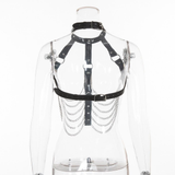Women's Leather Body Harness / Rave Festival Top With Choker / Sexy Summer Bondage Fashion - EVE's SECRETS