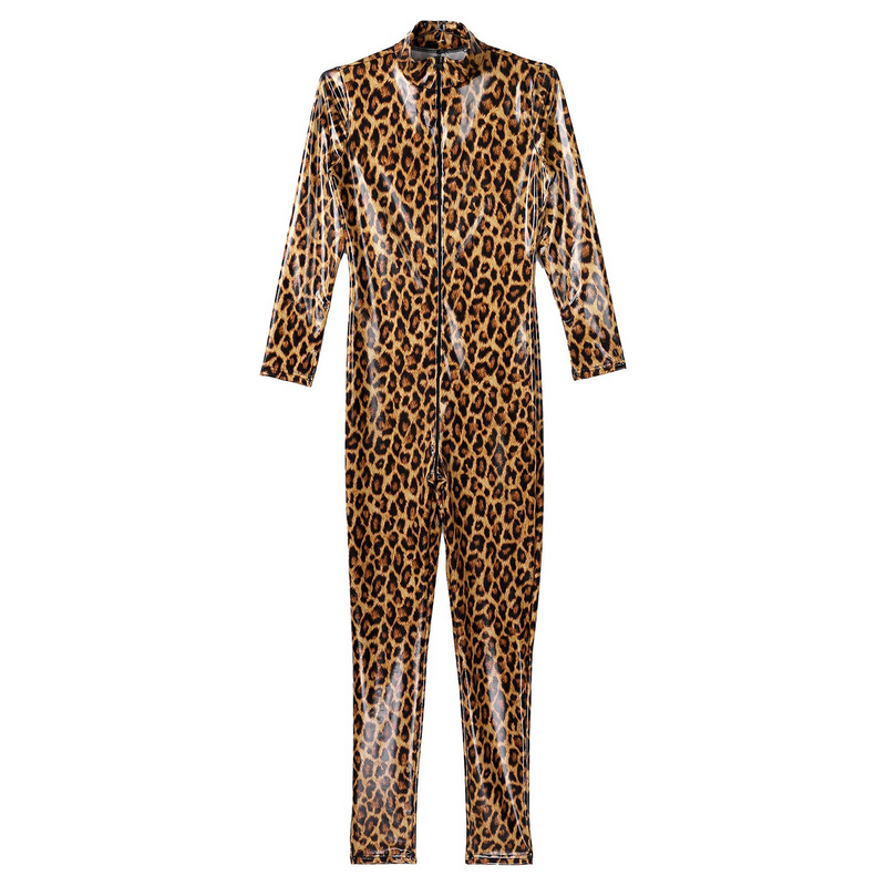 Women's Leopard Print Catsuit / One-Piece Long Sleeve Bodysuit / Sexy Slim-Fit Outfits - EVE's SECRETS