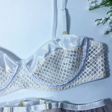 Women's Luxury Lace and Ruffled Set 3-Piece / Erotic Lingerie of Sexy Bra, panty & Garter Belt - EVE's SECRETS