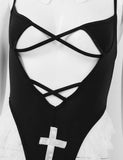 Women's Nurse Erotic Role Play Costume / Spaghetti Straps Deep Leotard Bodysuit - EVE's SECRETS