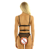 Women's One-Piece Straps Nipple Split Crotchless Bodysuit / Black Erotic Sheer Mesh Lingerie - EVE's SECRETS